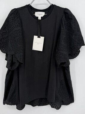 Pomander Place by Tuckernuck Black Eyelet Emi Tee size XL Short Sleeve T-Shirt